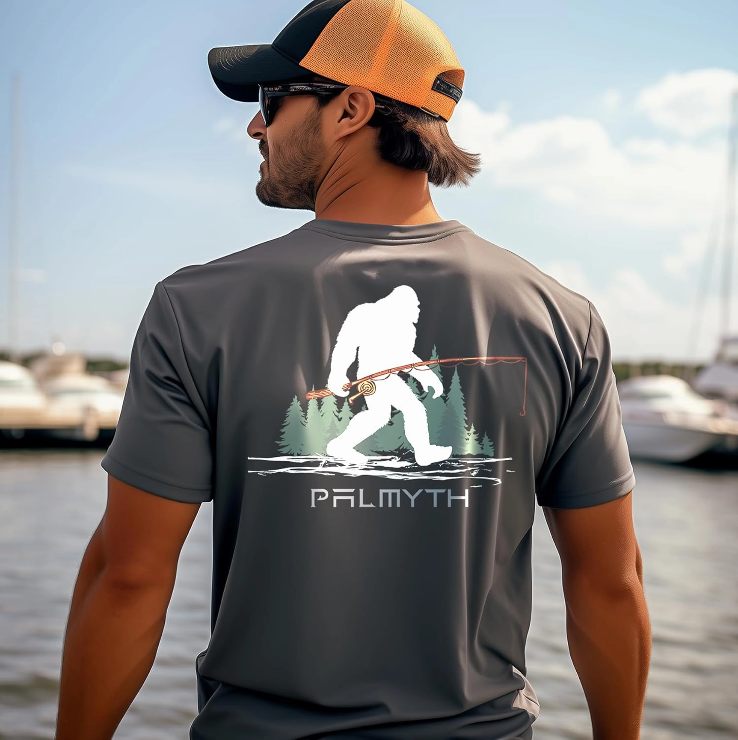 Palmyth Men's Fishing Shirt Short Sleeve Sun Protection UV UPF 50  SPF T-Shirt