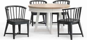 Parker House Americana Modern Dining 48-66" Round Dining Table and 4 Black Barrel Chairs