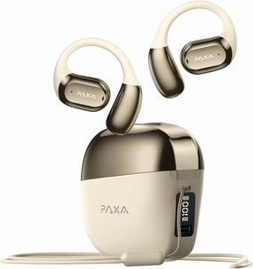 PAXA Open Ear Earbuds Wireless Bluetooth 5.4 Open Ear Headphones 60H Playtime Air Conduction Translation Earbuds Smart Control Over The Ear Earbuds for Gym Cycling Yoga Workouts, Y3Pro Beige