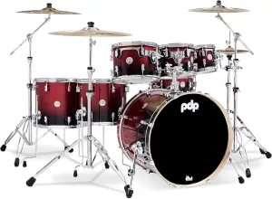 PDP By DW 7-Piece Concept Maple Shell Pack with Chrome Hardware Red to Black Fade