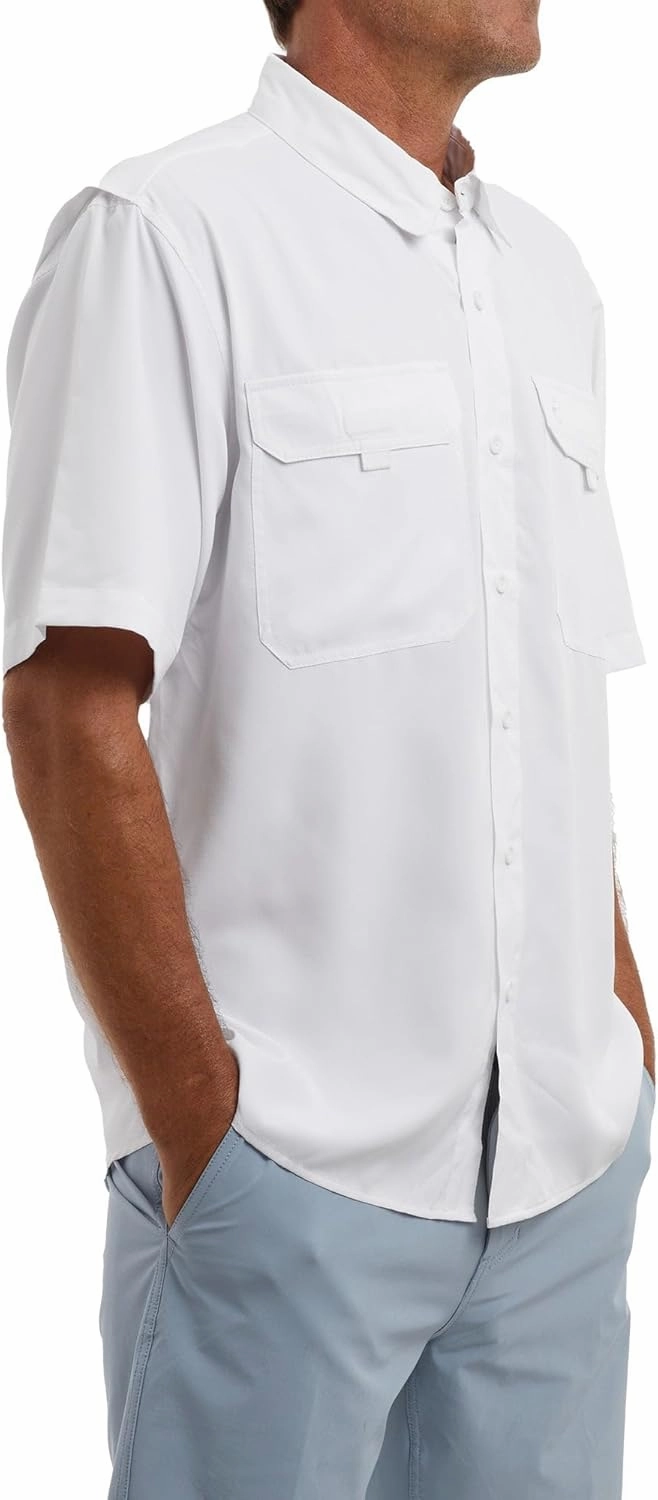 PELAGIC Men's Keys Guide Fishing Shirt, Short Sleeve, UPF 50  Protection, Ventilated and Lightweight