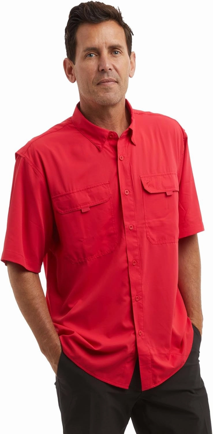 PELAGIC Men's Keys Guide Fishing Shirt, Short Sleeve, UPF 50  Protection, Ventilated and Lightweight
