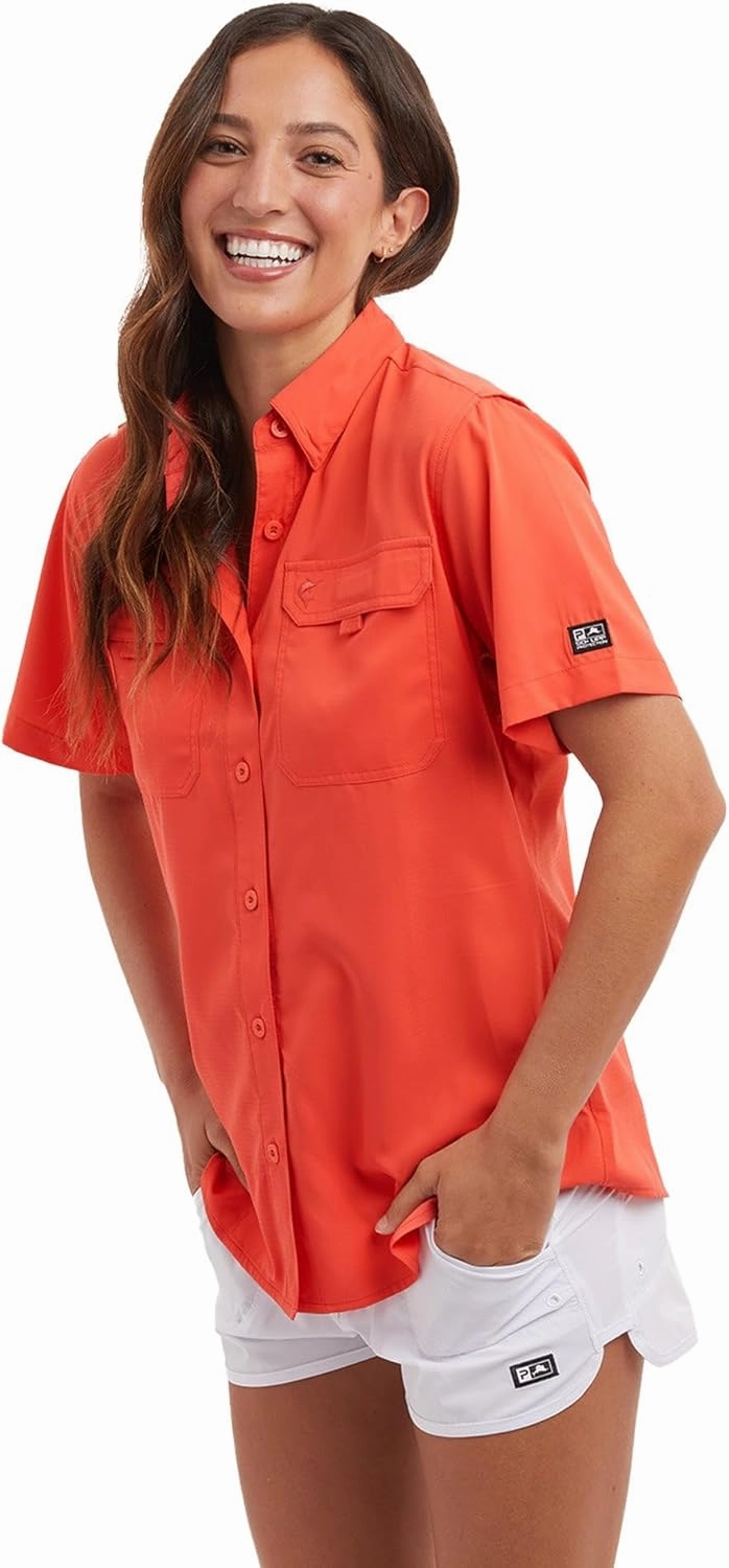 PELAGIC Women's Keys Guide Fishing Shirt, Short Sleeve, UPF 50  Protection, Ventilated and Lightweight
