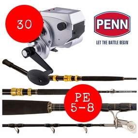 Penn Fathom Electric Reel 30 and Penn Assassin PE 5-8 Game Rod Bundle