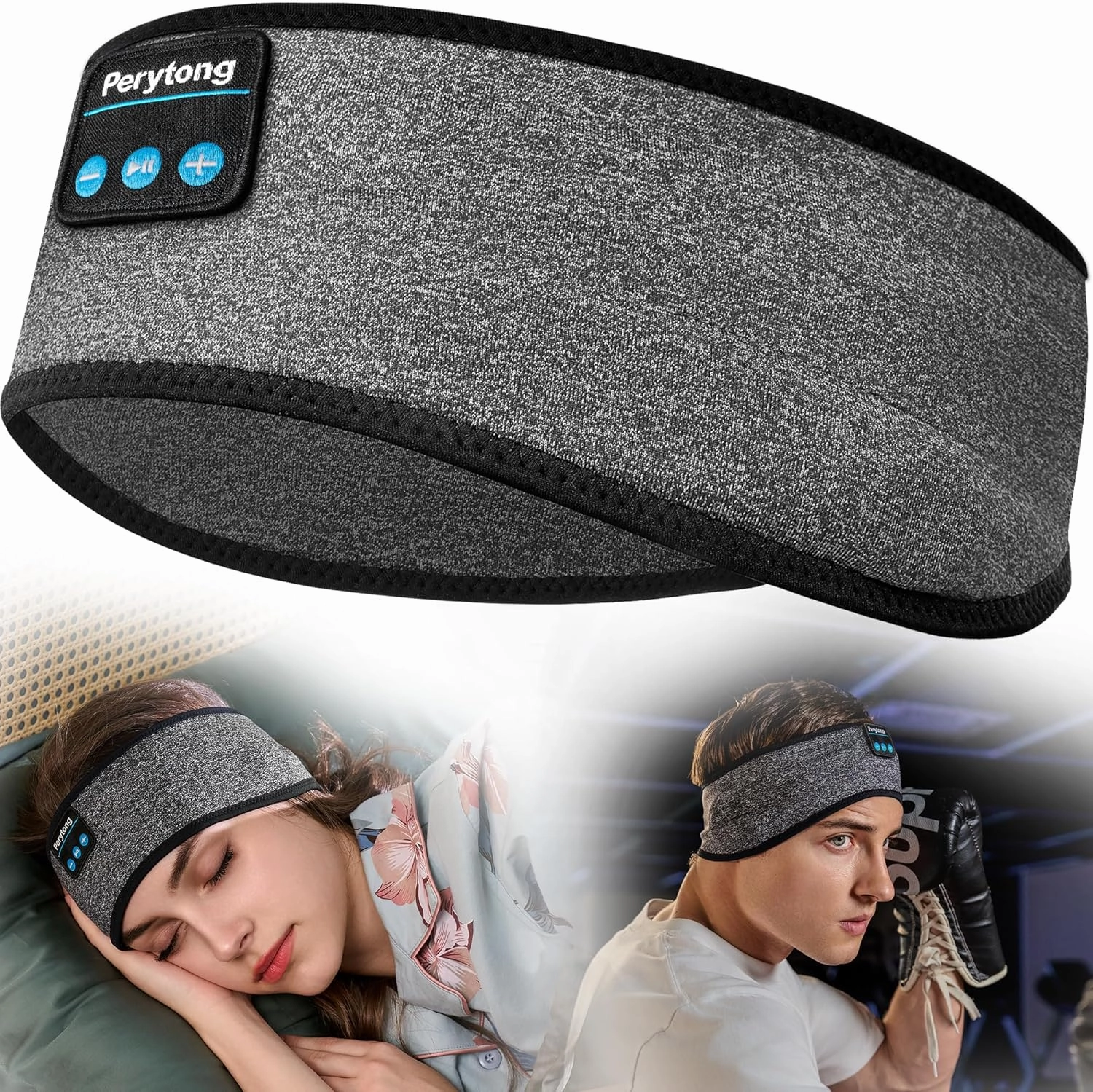 Perytong Bluetooth Sleep Headphones Headband with HD Speakers - Noise Cancelling, for Side Sleepers, Workout, Jogging, Yoga