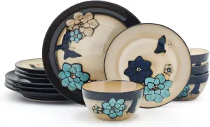 Pfaltzgraff Painted Butterfly 12 Piece Dinnerware Set, Service for 4