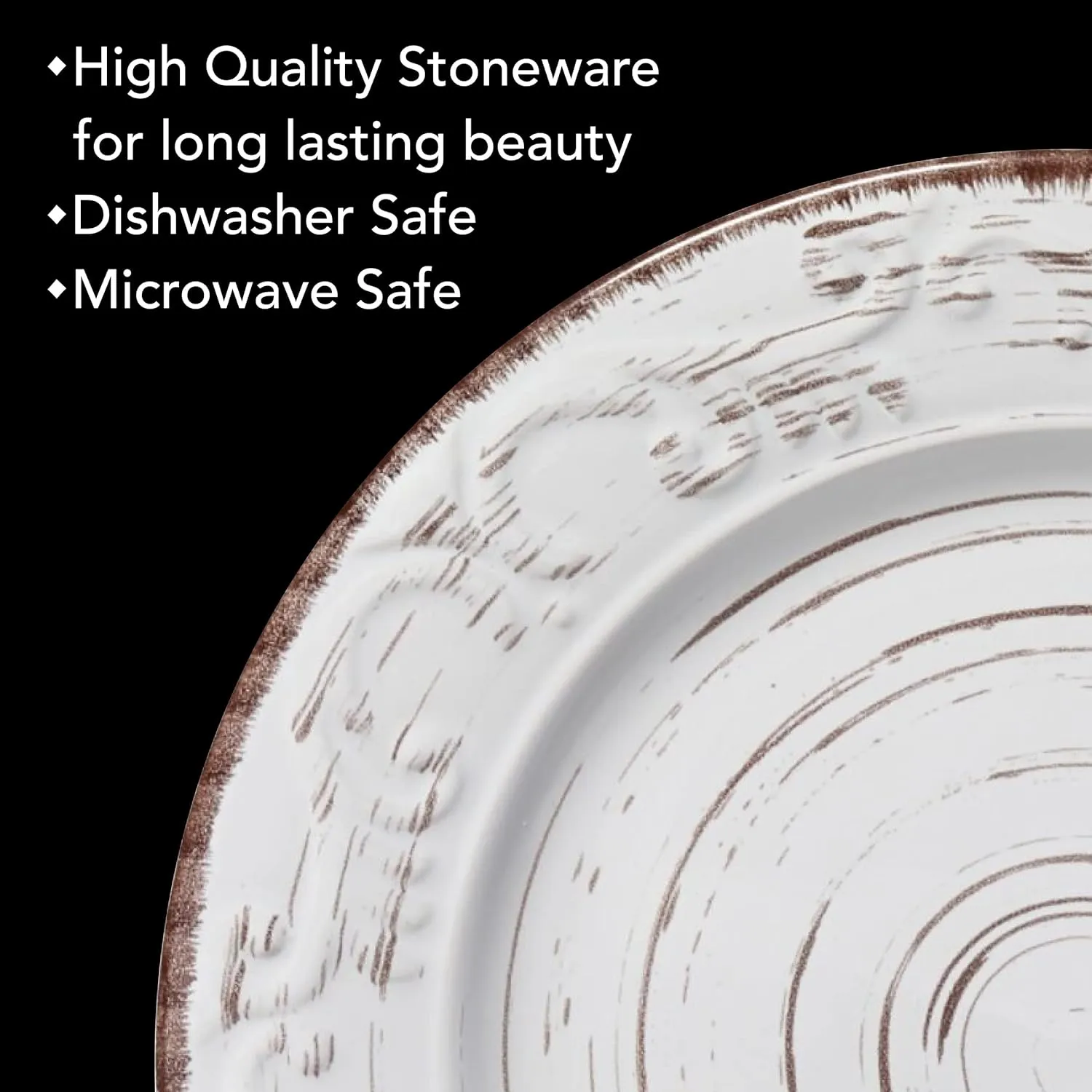 Pfaltzgraff Trellis White 16-Piece Dinnerware Set, Service for 4, Distressed White