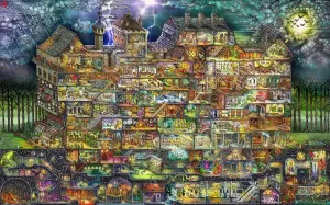 Pintoo Jigsaw Puzzles 4000 Piece for Adults - Tom Parker - The Night House Maze - Easy Storage Snug Interlocking Plastic Puzzle No Glue Required [H2953]