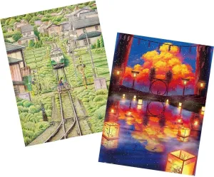 Pintoo Two Plastic Jigsaw Puzzles Bundle - 1200 Piece - Tadashi Matsumoto - Fading Shadow and 1200 Piece - ペい - Floating Lantern Festival [H2317 H2413]