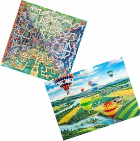 Pintoo - Two Plastic Jigsaw Puzzles Bundle - 1600 Piece - Tom Parker - Myth Maze and 4800 Piece - Ken Zylla - Ballooners Rally [H2375 H3075]