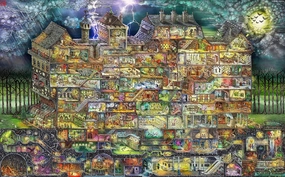 Pintoo Jigsaw Puzzles 4000 Piece for Adults - Tom Parker - The Night House Maze - Easy Storage Snug Interlocking Plastic Puzzle No Glue Required [H2953]