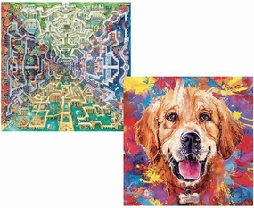 Pintoo Two Plastic Jigsaw Puzzles Bundle - 1600 Piece - Tom Parker - Myth Maze and 1600 Piece - Frank Harris - Golden Retriever [H2375 H2623]