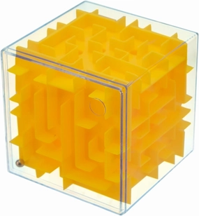 PLAYZOCO Cube Labyrinth, Cube Puzzle, Three-dimensional Puzzle Cube, 3D Maze in Cube, Space Challenge Cube, 3D Maze Puzzle, Suitable for Children and Adults, 8x8x8cm, Yellow