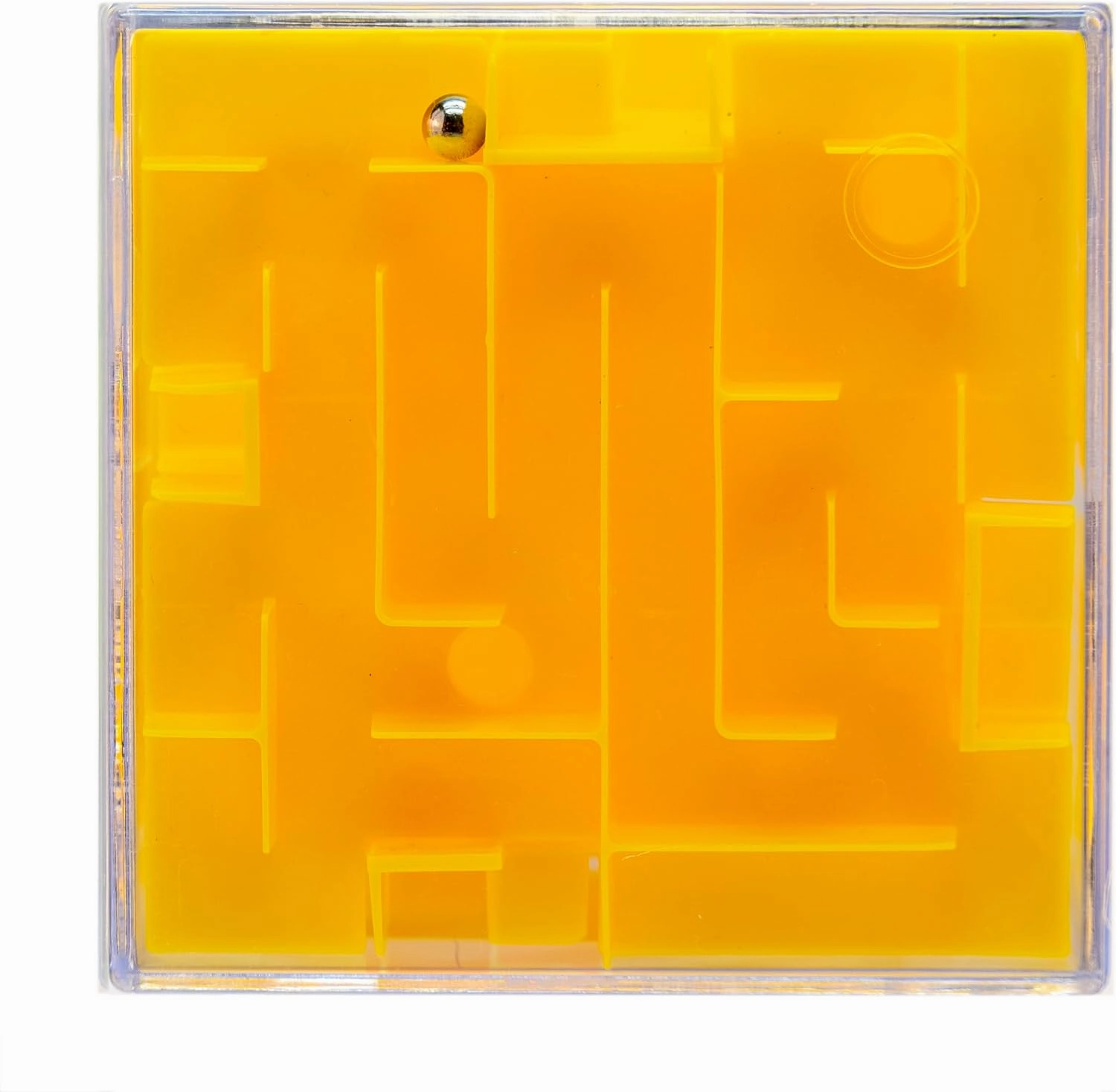 PLAYZOCO Cube Labyrinth, Cube Puzzle, Three-dimensional Puzzle Cube, 3D Maze in Cube, Space Challenge Cube, 3D Maze Puzzle, Suitable for Children and Adults, 8x8x8cm, Yellow