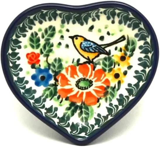 Polish Pottery Tea Bag Holder - Heart - Unikat Signature - U2517
