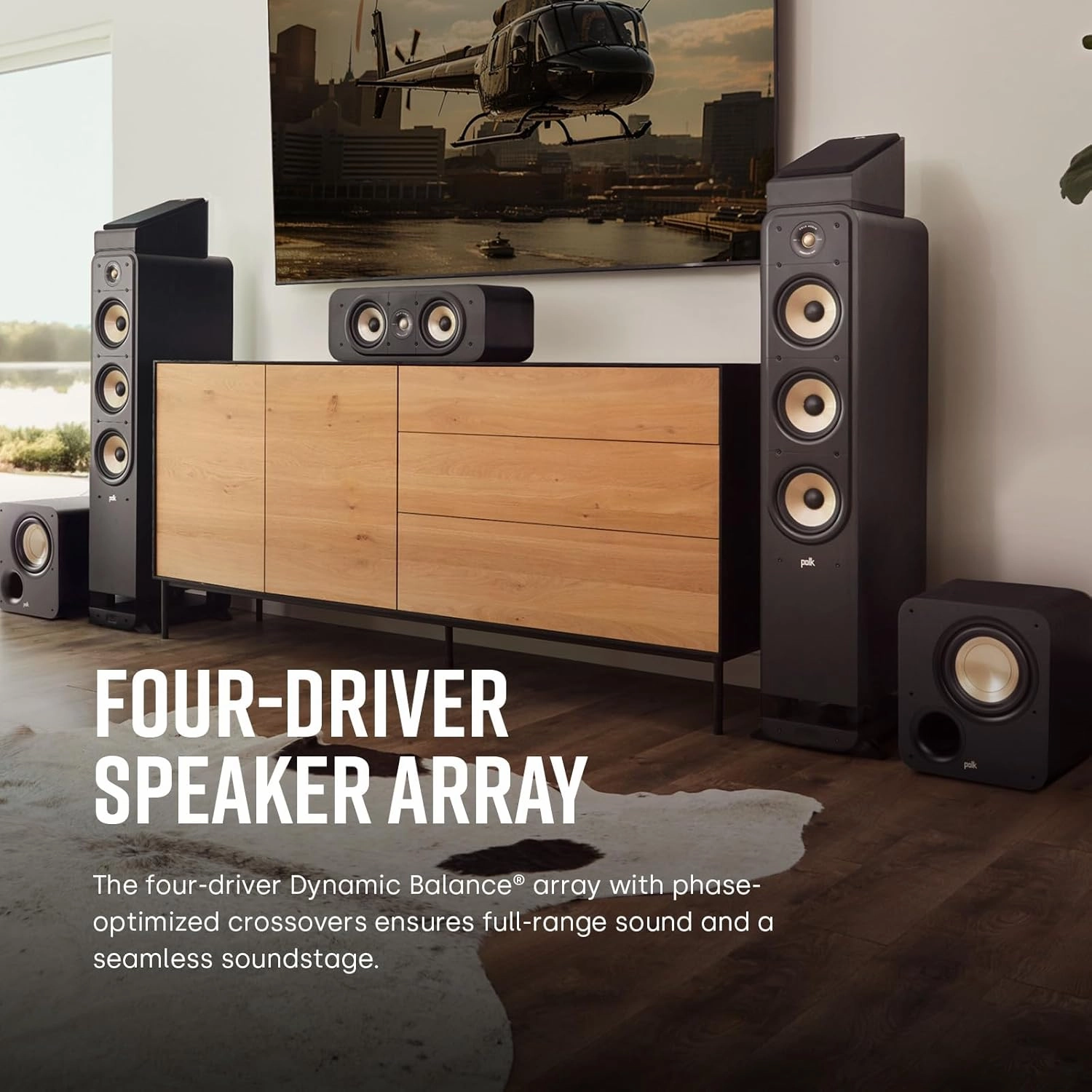 Polk Signature Elite ES60 Tower Speaker - Hi-Res Audio Certified, Dolby Atmos & DTS:X Compatible, 1" Tweeter & Three 6.5" Woofers, Power Port Technology for Effortless Bass, Stunning Black