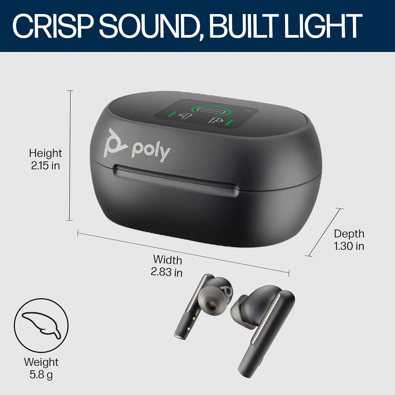 Poly Voyager Free 60  UC True Wireless Earbuds (Plantronics) – Noise-Canceling Mics for Clear Calls – ANC – Smart Charge Case w/Touch Controls–Works w/iPhone,Android,PC/Mac,Zoom,Teams–Amazon Exclusive