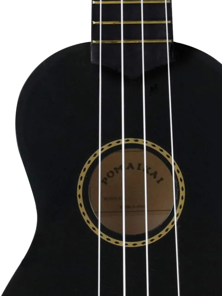 POMAIKAI Ukulele Musical Instruments Starter Wood Soprano Ukele Hawaiian Small Guitar Ukelele 21" Beginner Adult and Students (Black)