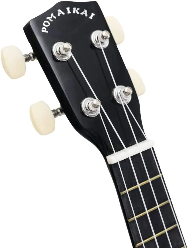 POMAIKAI Ukulele Musical Instruments Starter Wood Soprano Ukele Hawaiian Small Guitar Ukelele 21" Beginner Adult and Students (Black)