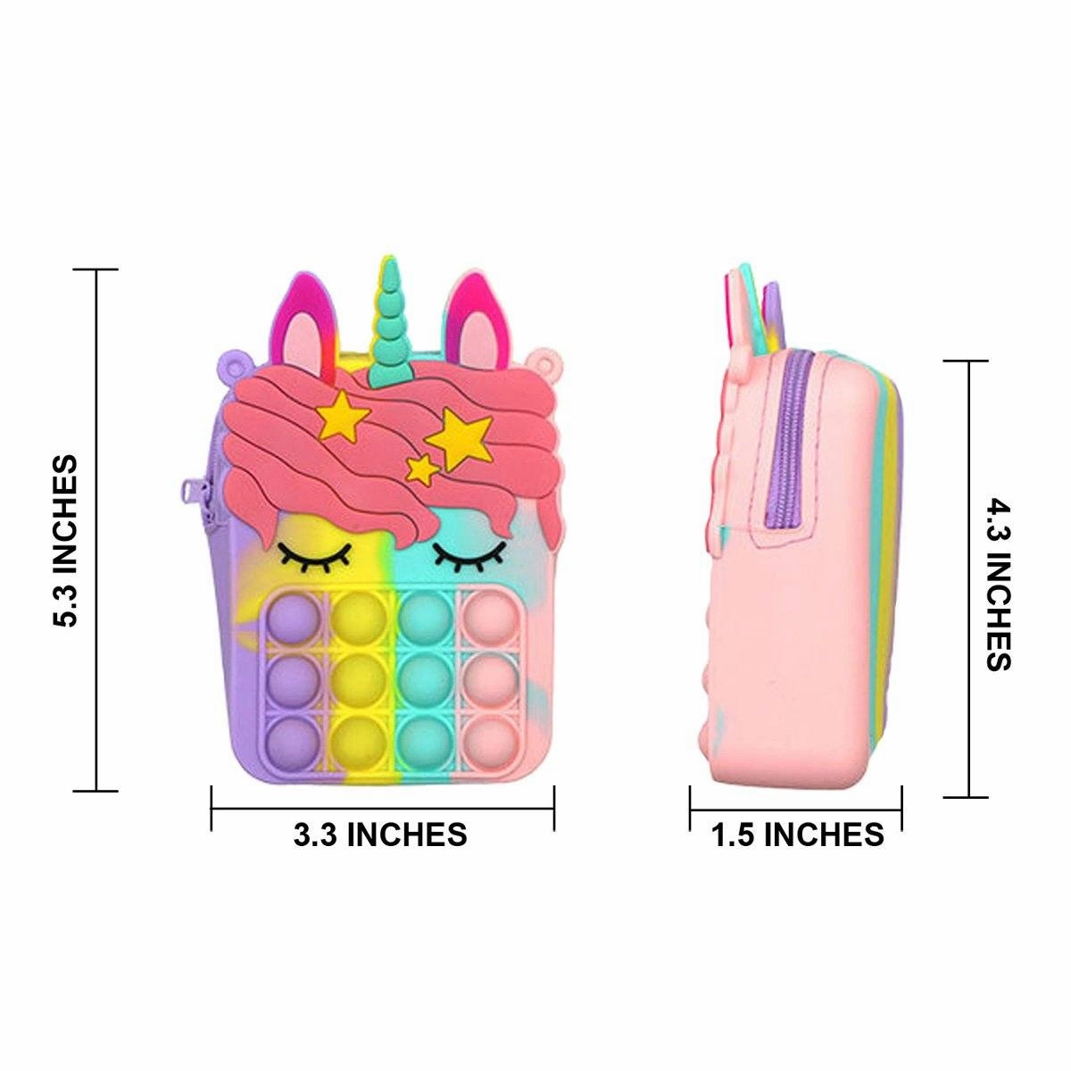 Pop-It Bubble Unicorn And Fruits Fidget Crossbody Handbag Purse