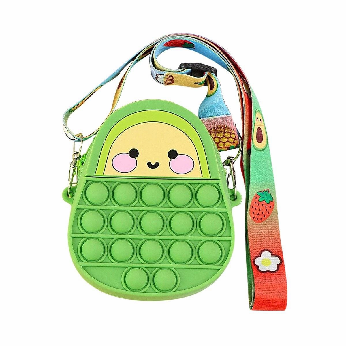 Pop-It Bubble Unicorn And Fruits Fidget Crossbody Handbag Purse