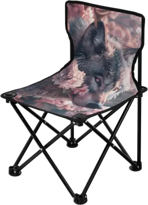 Portable Camping Folding Chairs Foldable Chair Small Wolf Flowers Lightweight Backpacking Outdoor Outside Fishing