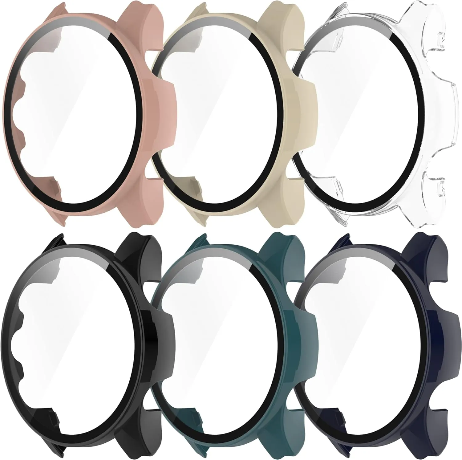 Protective Case Compatible with Garmin Forerunner 255 255-Music/255S 255S-Music Screen Protector Hard PC Full Cover Tempered Glass Shell Protector Cases for Forerunner 255/255S/ Case (for 255,6A)
