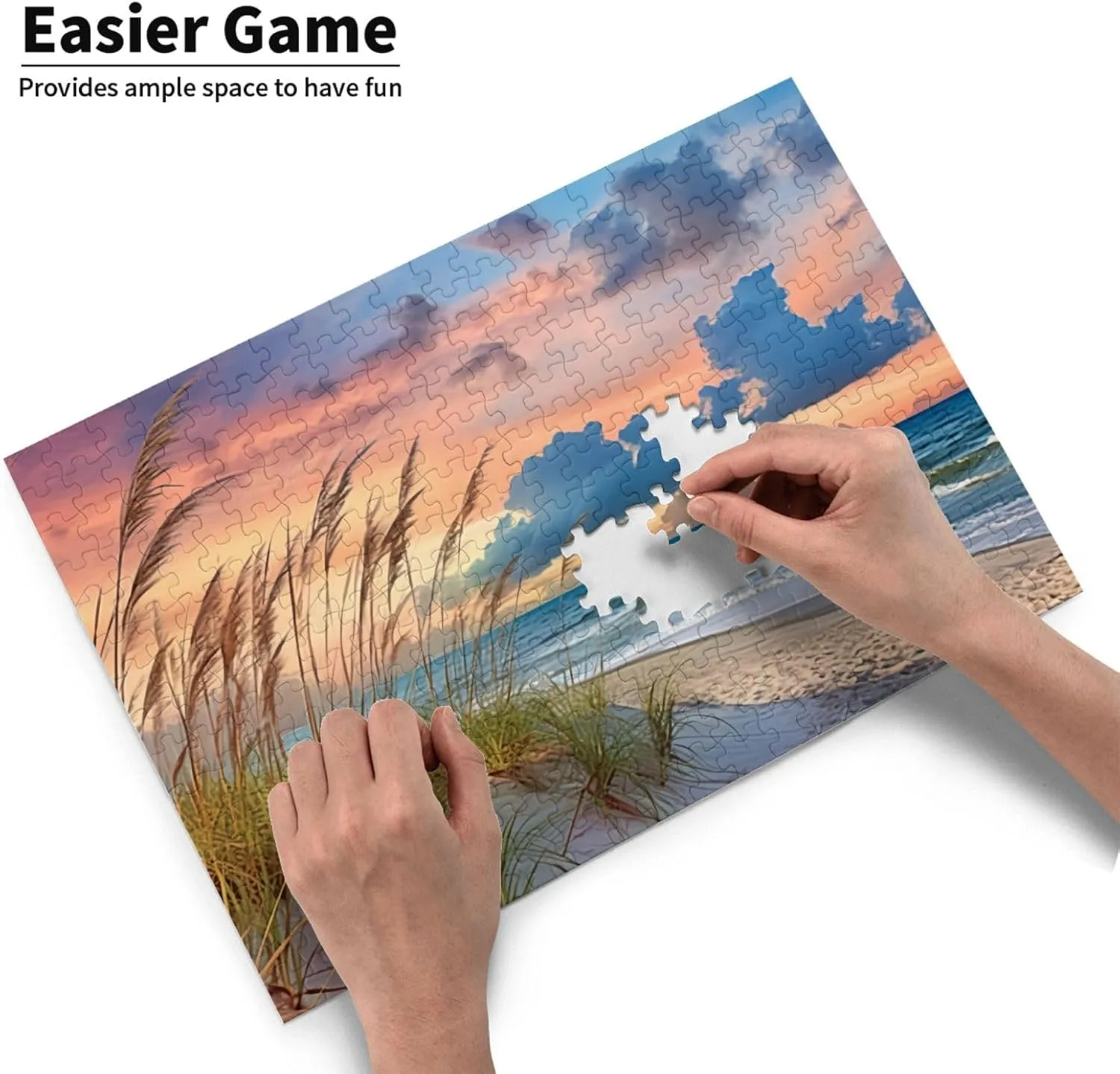 Puzzles for adults 300 pieces jigsaw puzzles Beach sunset Formation wooden Wall Art Pictures for Living Room Props Toys 14.9 x 10.2 in