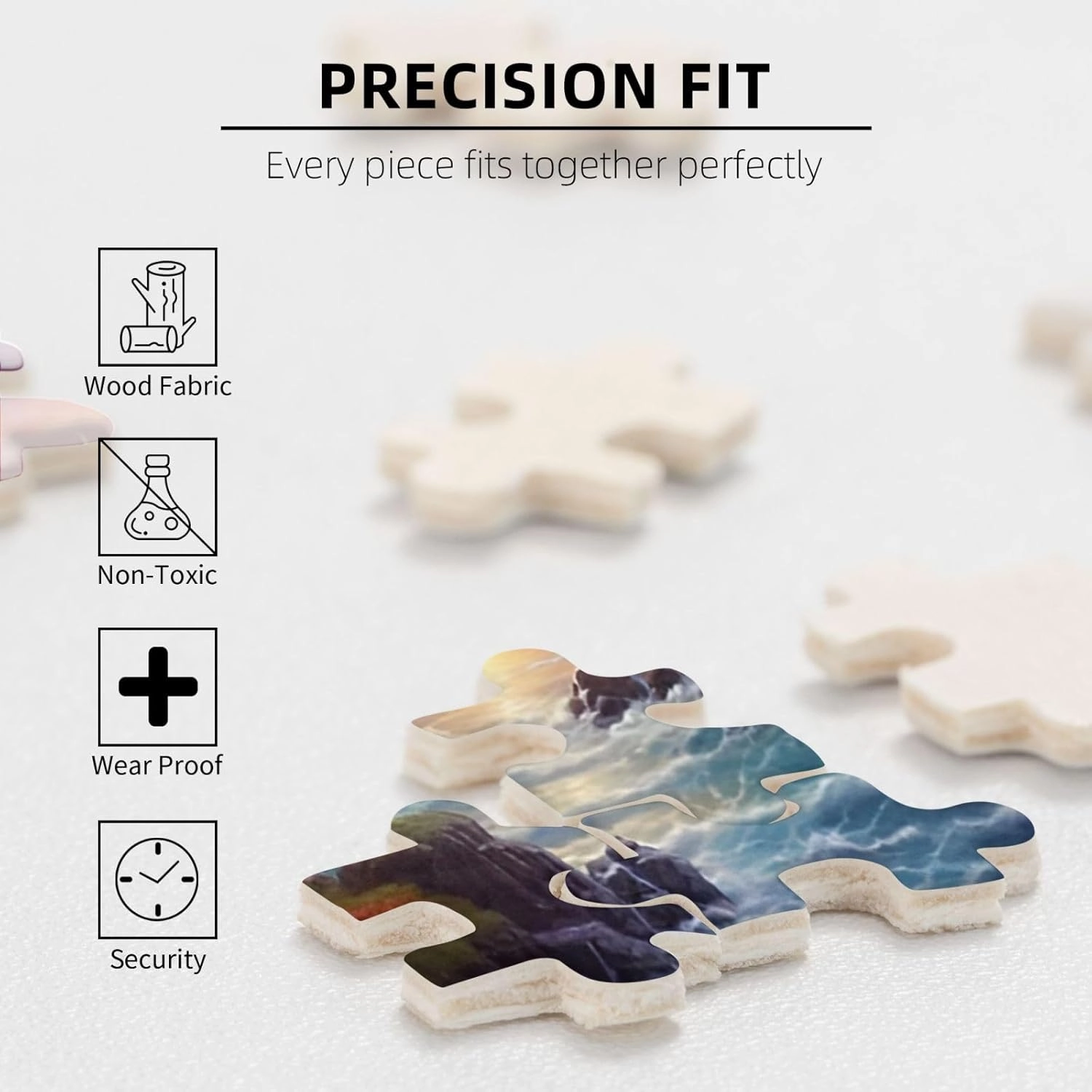 Puzzles for Adults 500 Dolphins Fish Sunlight Formation Wooden Educational Games for Family Friend Home Decoration 20.4'' x 14.9''