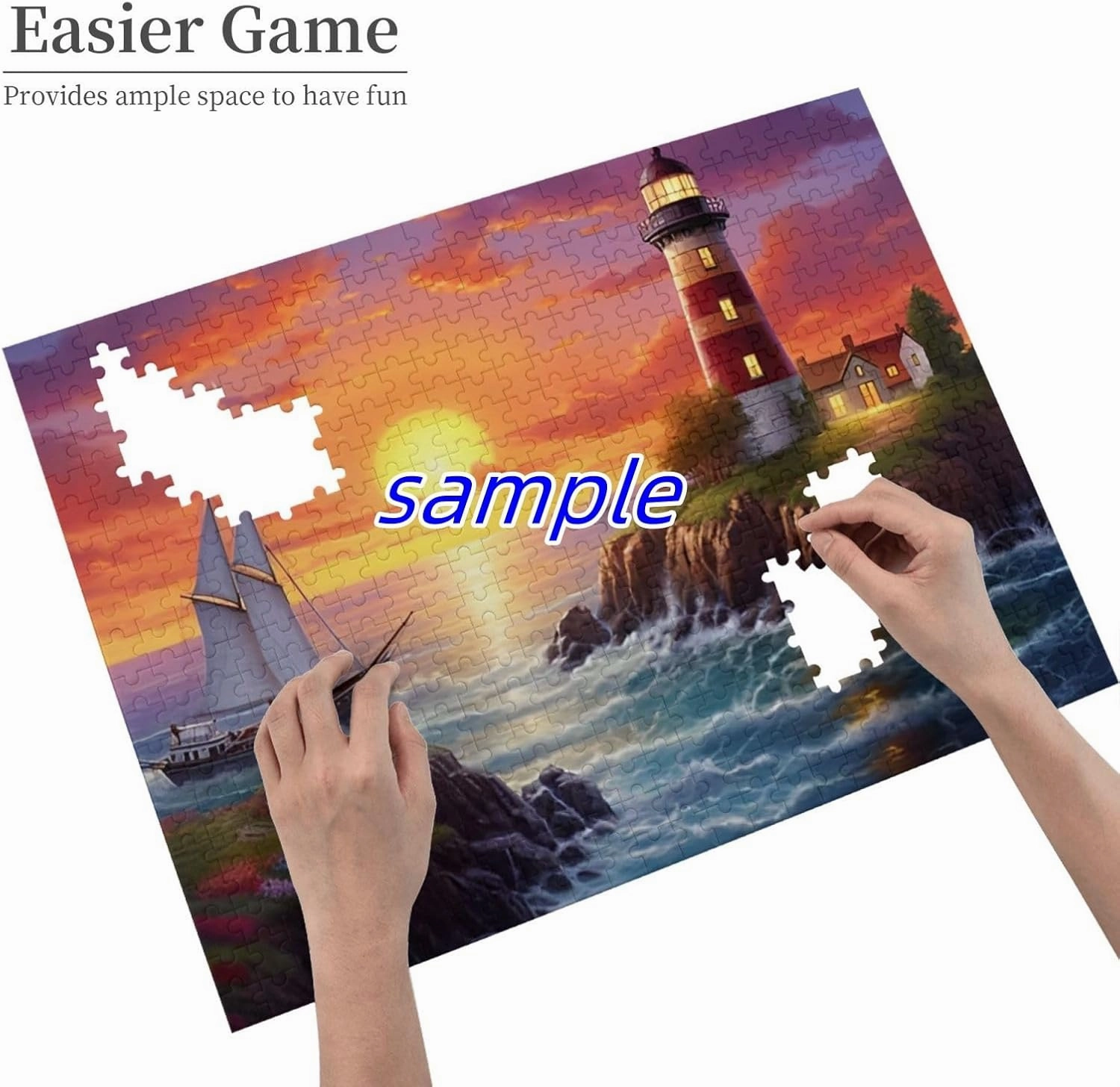 Puzzles for Adults 500 Dolphins Fish Sunlight Formation Wooden Educational Games for Family Friend Home Decoration 20.4'' x 14.9''
