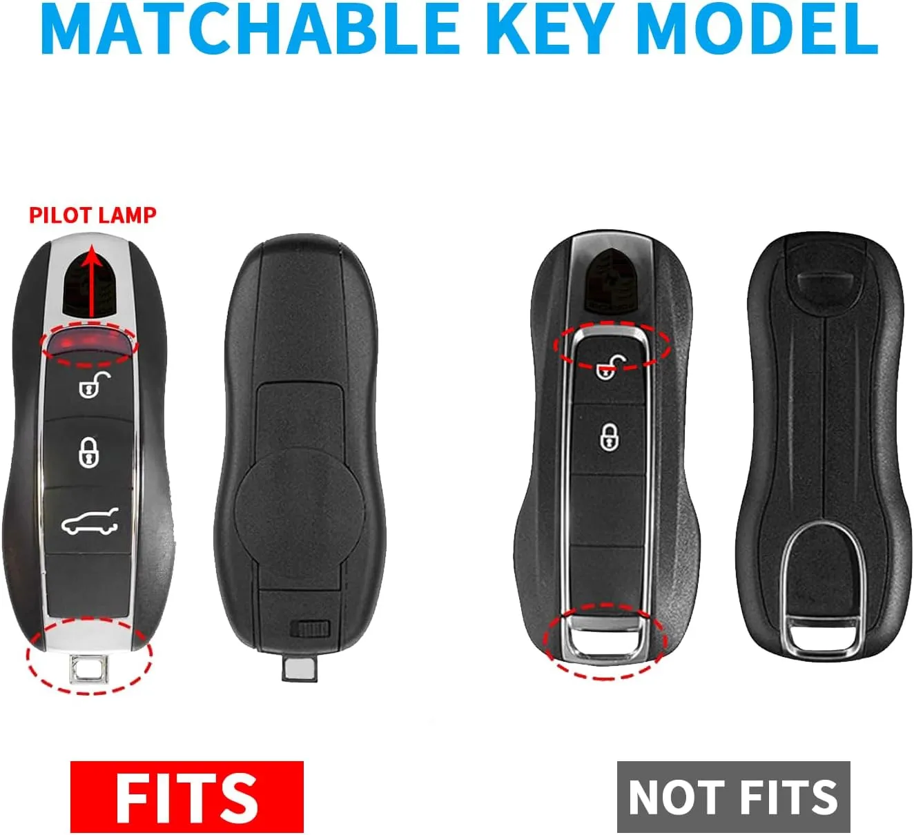 QBUC for Porsche Key Fob Cover,3-Piece Painted Key Shell Compatible with Porsche Cayenne Panamera Macan 911 Boxter Cayman (Carbon Look)