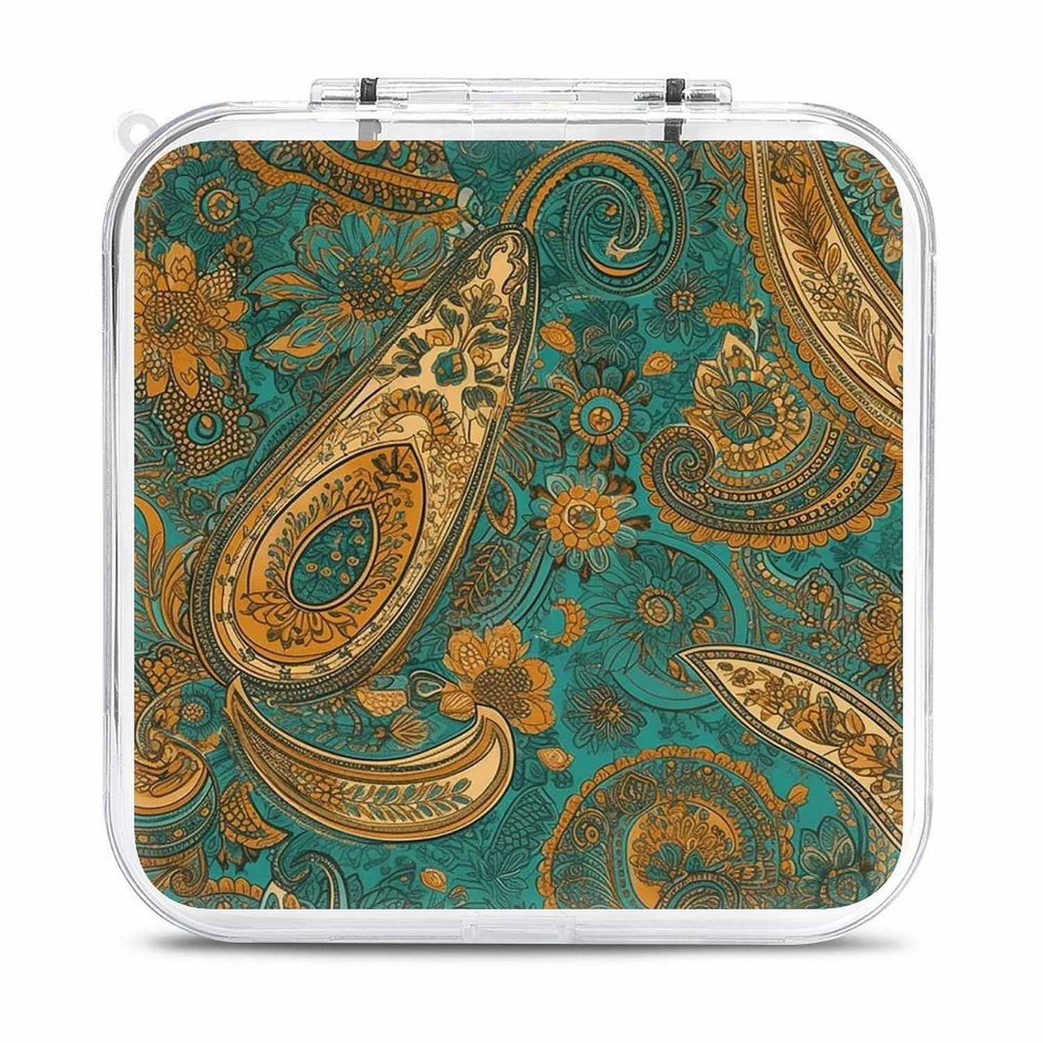 QMNBTES Yellow Paisley Pattern Switch Game Case Switch Game Holder Cartridge Case Storage 12 Games & 2 Micro Sd Card Slots, Travel Carry Cases, Portable Games Card Storage, Hard Shell, Buckle Closure