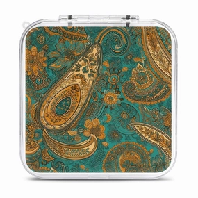 QMNBTES Yellow Paisley Pattern Switch Game Case Switch Game Holder Cartridge Case Storage 12 Games & 2 Micro Sd Card Slots, Travel Carry Cases, Portable Games Card Storage, Hard Shell, Buckle Closure