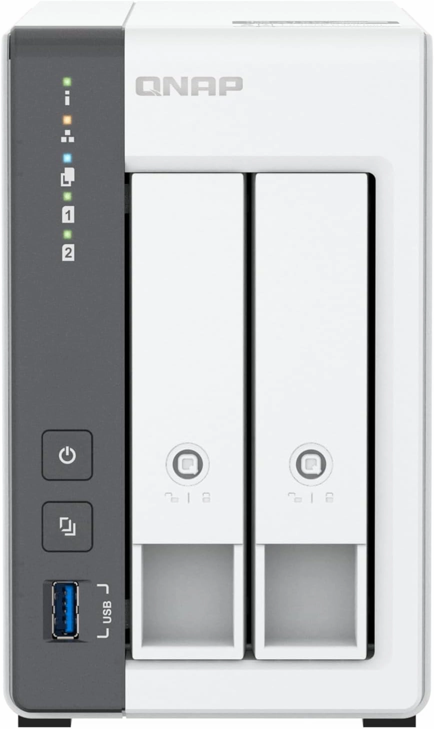 QNAP TS-216G-US - The Most Affordable 2-Bay 2.5GbE Desktop NAS, Equipped with ARM Cortex-A55 Quad-Core CPU, Built-in NPU and 4GB DDR4 RAM (Diskless)