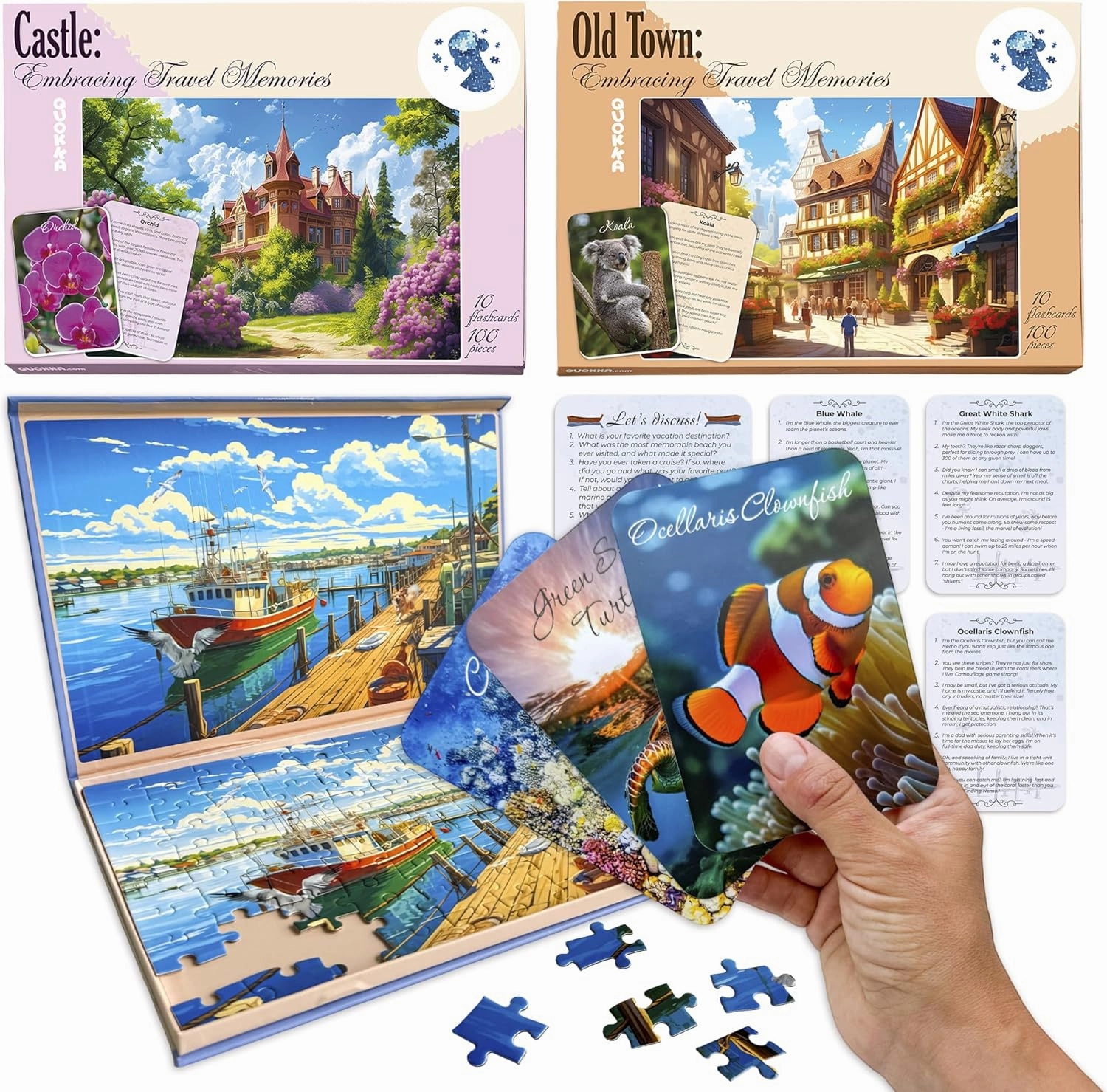 QUOKKA Alzheimers Jigsaw Puzzle Games for Adults with Horses, Dogs and Cars - 3 Set Dementia Puzzles for Elderly - 100 Piece Dementia Activities for Adults - Large Piece Gifts Products for Seniors