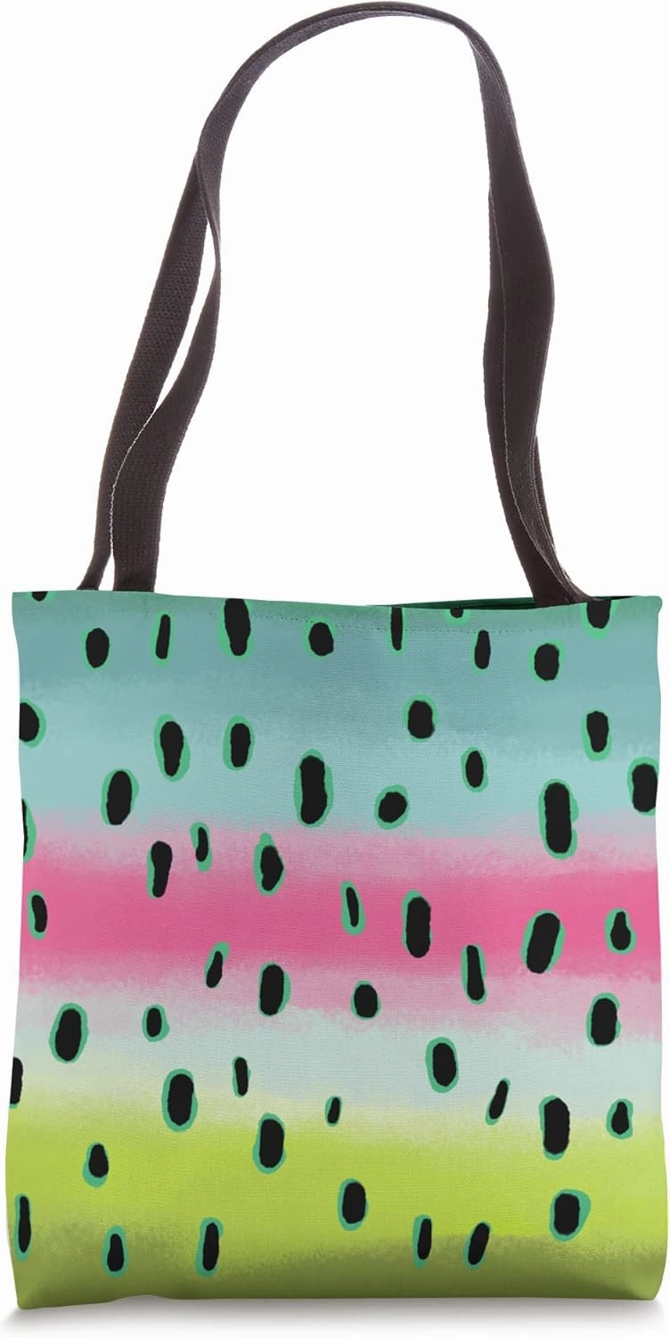Rainbow Trout Skin Pattern Art Fly Fishing Lover Painting Tote Bag