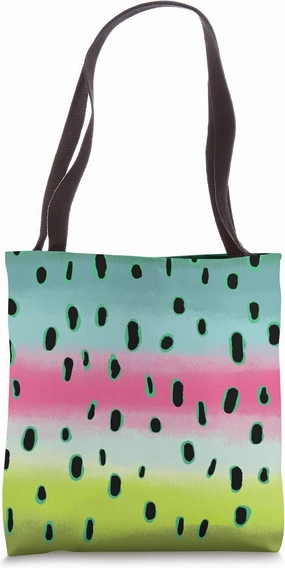 Rainbow Trout Skin Pattern Art Fly Fishing Lover Painting Tote Bag