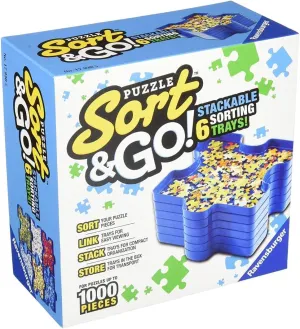 Ravensburger Sort and Go Jigsaw Puzzle Accessory - Robust Plastic Sorting Trays for Easy Puzzle Organization | Accommodates up to 1000 Piece Puzzles | Stackable and Portable Design | Blue