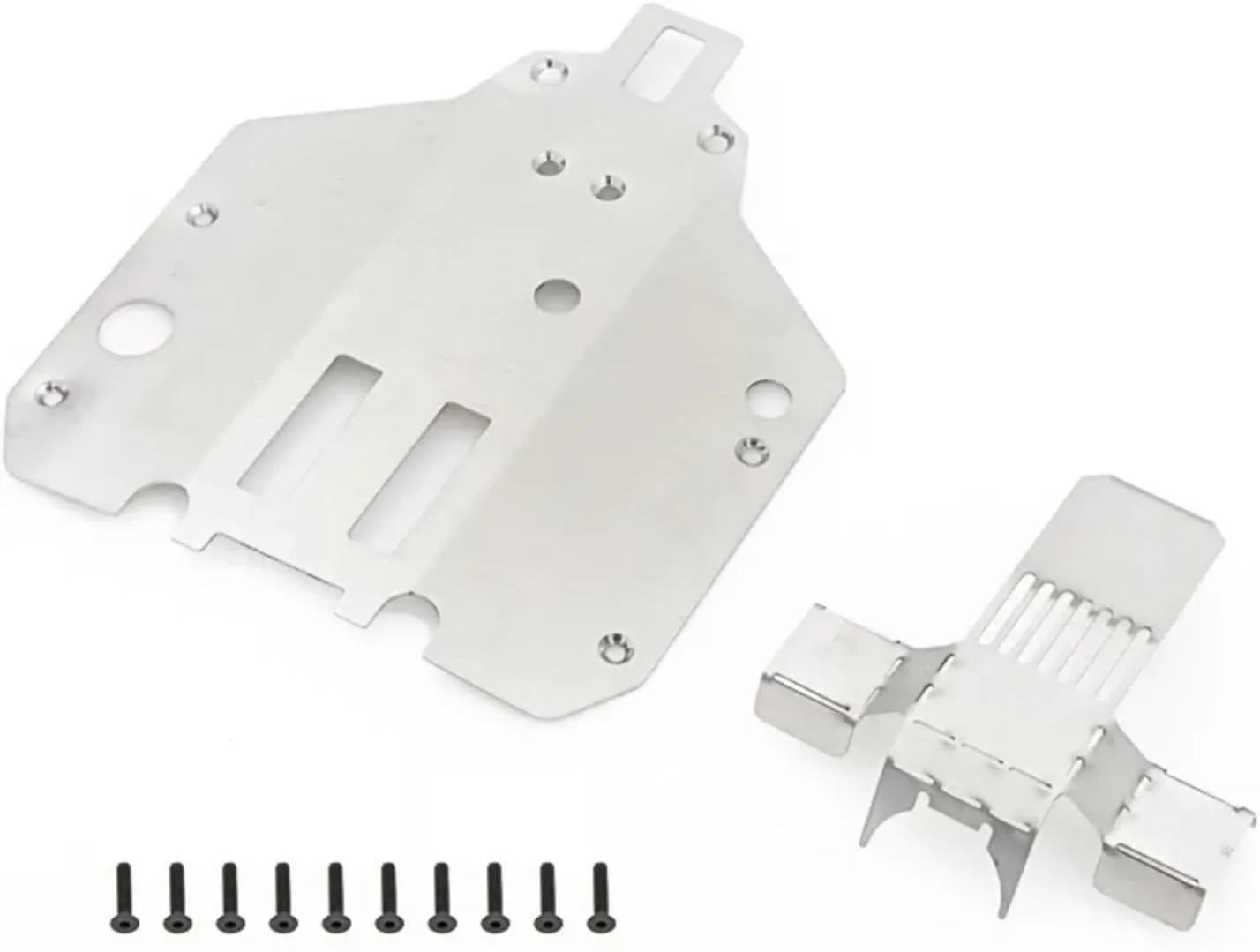 RC Car Accessories for Feiyue FY03 FY06 FY07 FY08 1/12 RC 2pcs Stainless Steel Chassis Armor and Rear Axle Protector Skid Plate Upgrade Parts