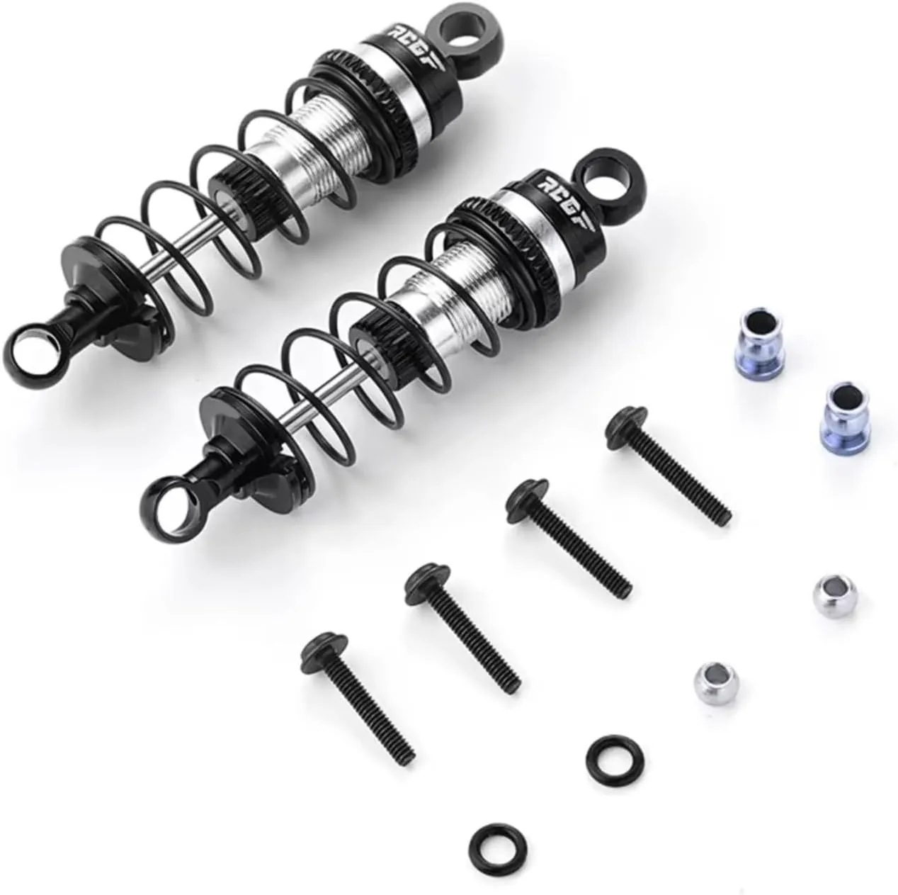 Rc Shock Absorber For Losi 1/16 Aluminum Alloy Threaded Front Shock Absorber Rc Car Parts And Accessories Upgrade, Replacement And Use(Black)
