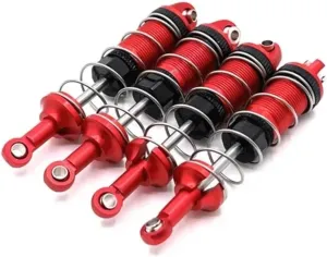 Rc Shock Absorber For Mjx 16207 16208 16209 16210 1/16 4pcs Metal Front And Rear Shock Absorbers Rc Car Parts And Accessories Upgrade, Replacement And Use(Red)