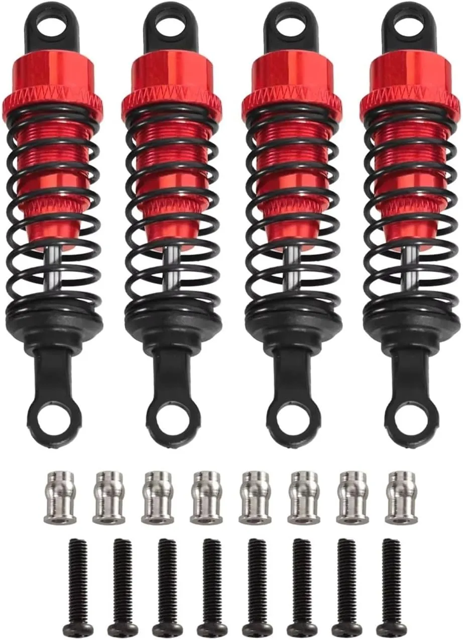 Rc Shock Absorber For MN 99sV2 98V2 1/12 4pcs Metal Shock Absorber Rc Car Tracked Vehicle Off-road Vehicle Parts And Accessories Upgrade Replacement And Use(Red)