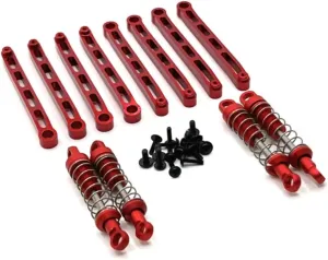 Rc Shock Absorber For MN168 1/12 Metal Shock Absorber Kit Multiple Colors Available Rc Car Tracked Vehicle Parts Accessories Upgrade Replacement And Use(Red)