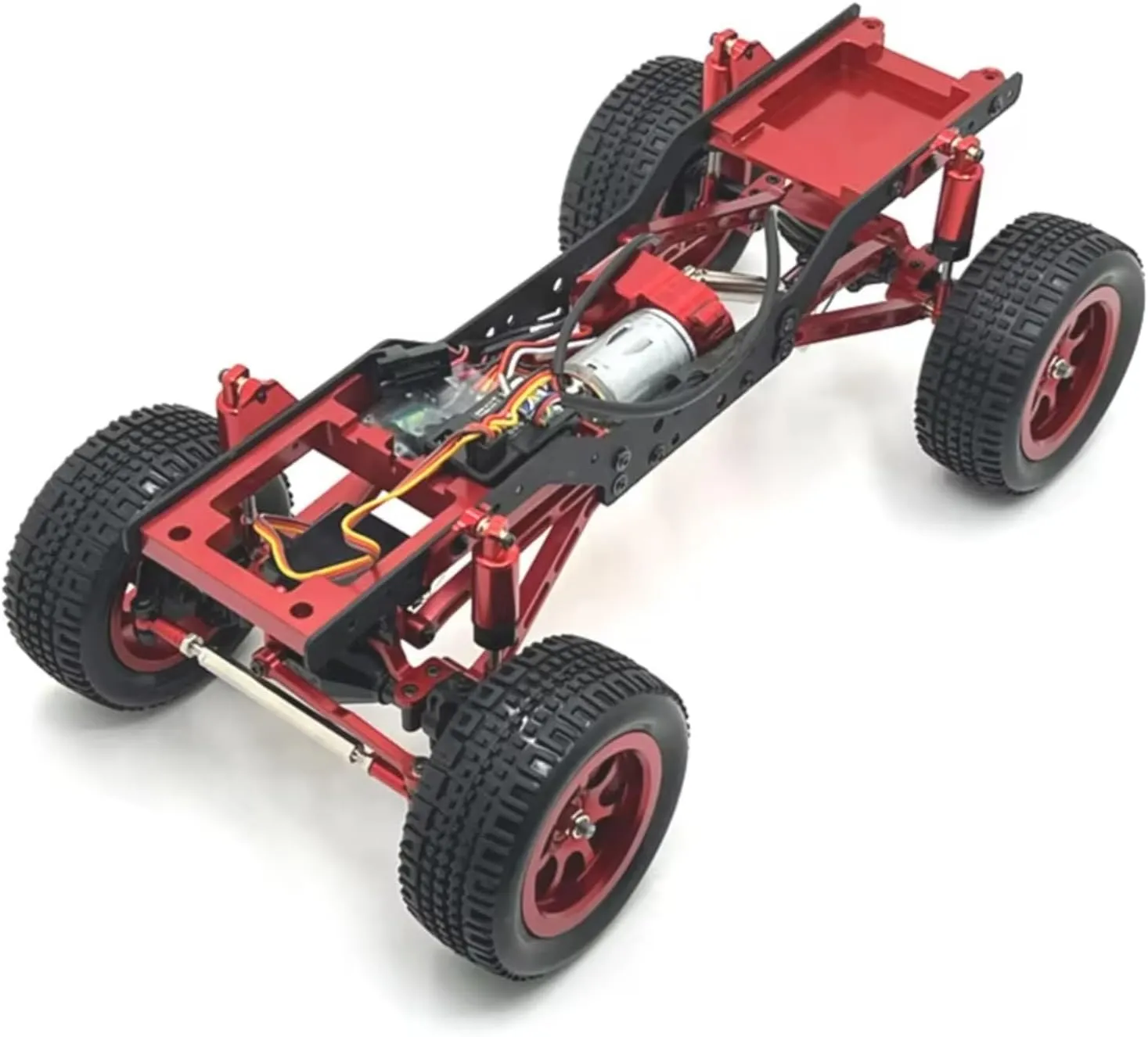 Rc Shock Absorber for MN168 for MN78 1/12 Metal for Chassis Link Rod Pull Rod Mount Oil Shock Absorber Drive Shaft Beam Kit RC Car Upgrade Parts Accessories(Red)