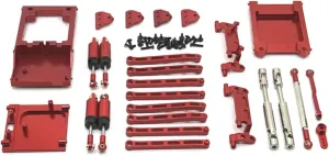Rc Shock Absorber for MN168 for MN78 1/12 Metal for Chassis Link Rod Pull Rod Mount Oil Shock Absorber Drive Shaft Beam Kit RC Car Upgrade Parts Accessories(Red)