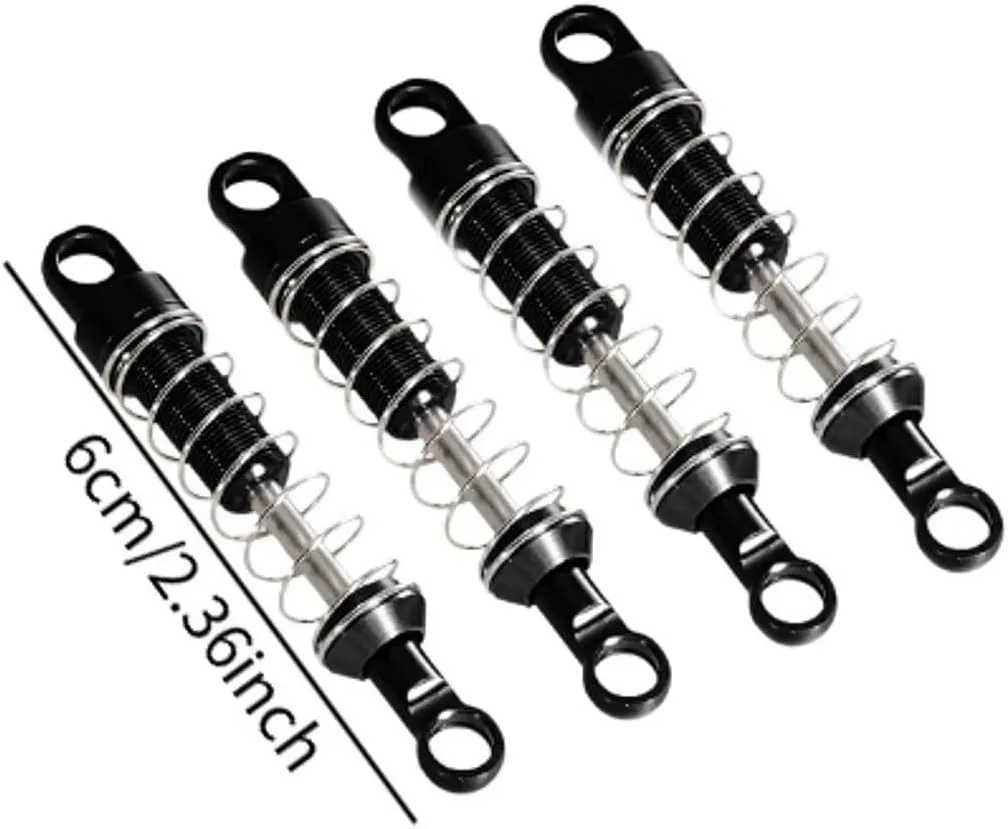 Rc Shock Absorber For MN78 For MN82 1:12 4pcs RC Car Shock Absorber Aluminum Alloy Part Model DIY Parts Accessories Upgrade Replace Use(Black,4pcs)