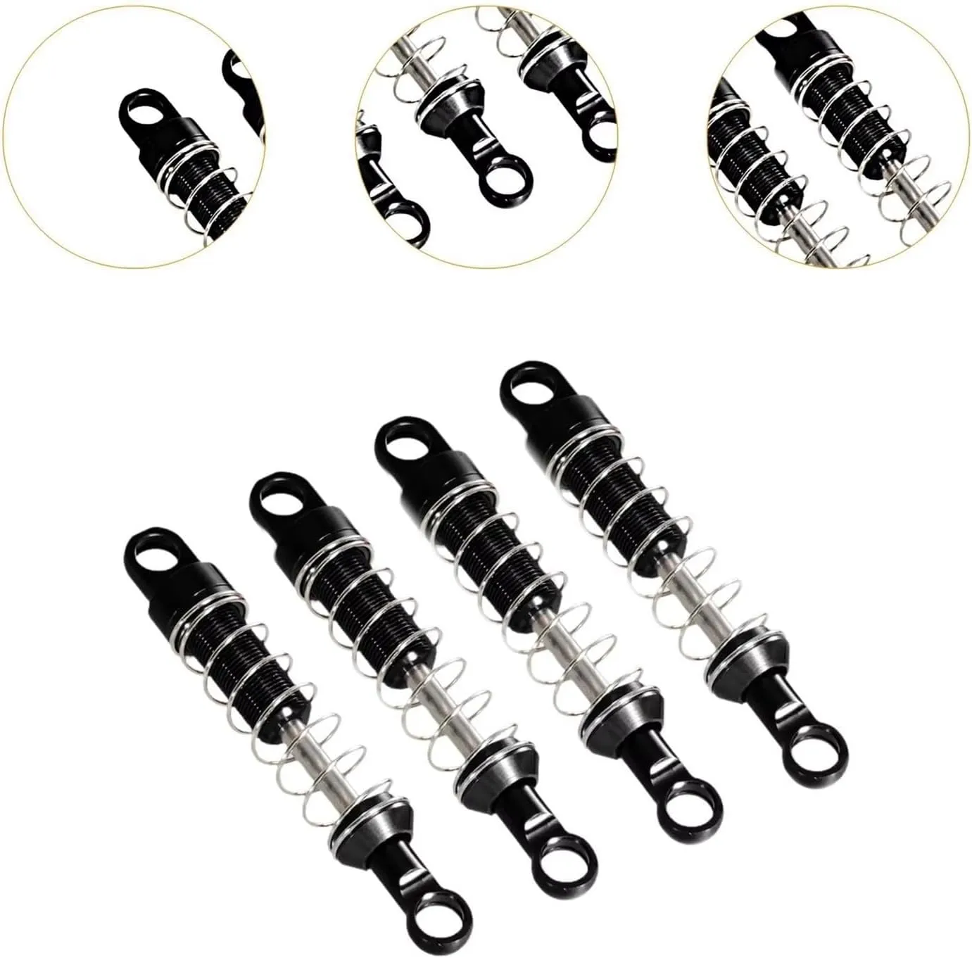 Rc Shock Absorber For MN78 For MN82 1:12 4pcs RC Car Shock Absorber Aluminum Alloy Part Model DIY Parts Accessories Upgrade Replace Use(Black,4pcs)