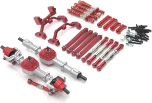 Rc Shock Absorber For MN98 For MN99S For MN D90 D91 D96 MN45 Metal Front And Rear Axle For Chassis Link Rod Pull Rod Mount Shock Absorber Set RC Car Parts(Red)