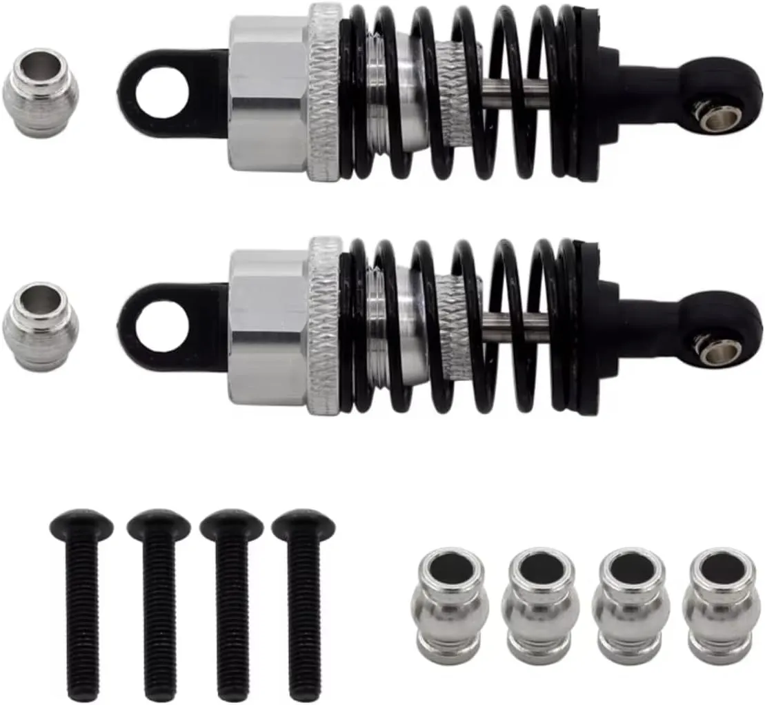 Rc Shock Absorber For Tamiya For TT02 1/10 2pcs Metal Shock Absorber RC Car Off-road Vehicle Tracked Vehicle Parts And Accessories Upgrade Replacement And Use(Silver)