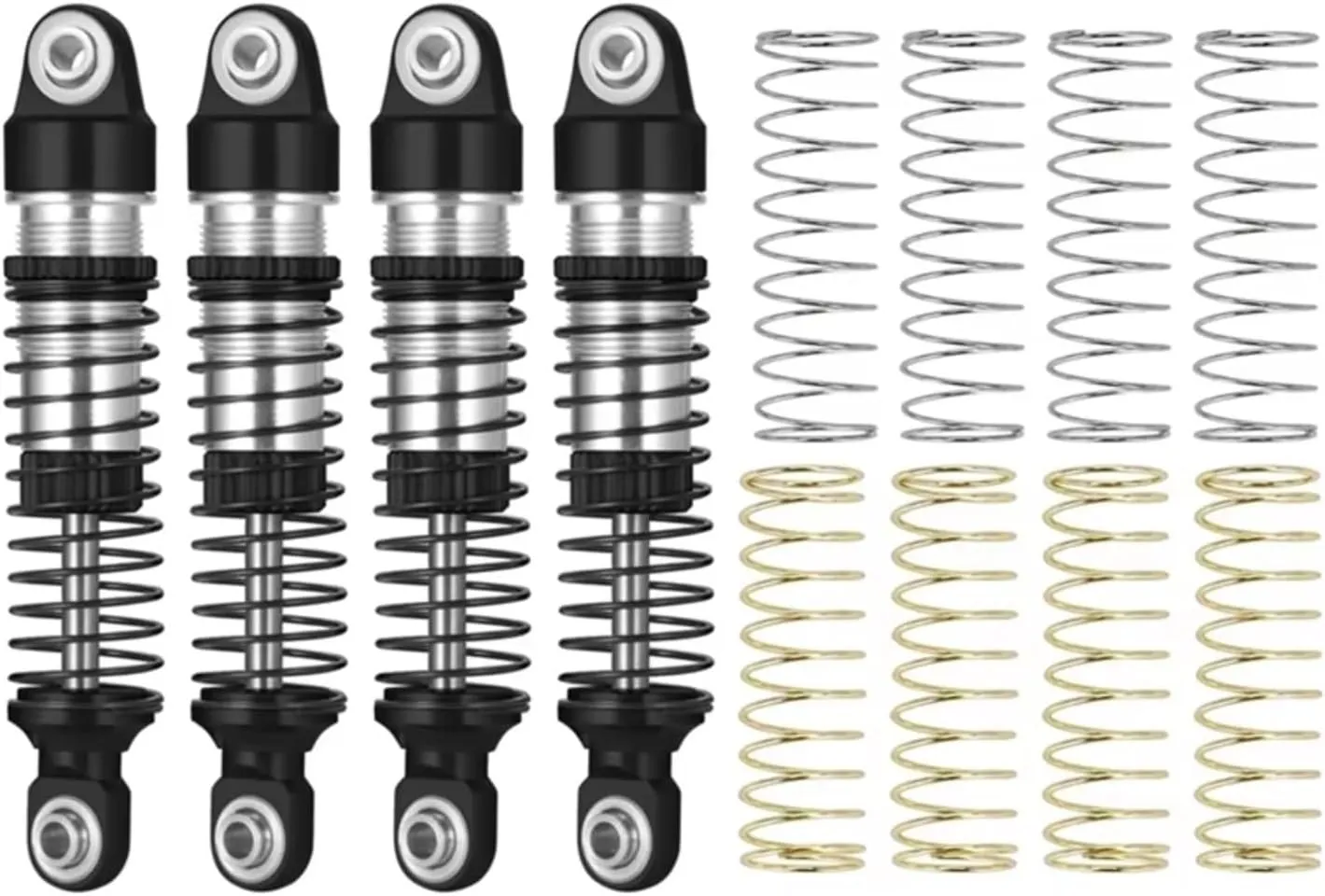 Rc Shock Absorber for Traxxas for TRX-4M 1/18 4Pcs Metal Oil Shock Absorber Damper Black RC Crawler Car Upgrade Parts and Accessories Replacement and Use